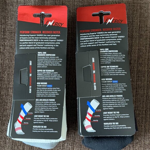 NEW BUNDLE OF 2 THORLOS EXPERIA ENERGY UNISEX OVER CALF COMPRESSION SOCKS Medium - Picture 5 of 6